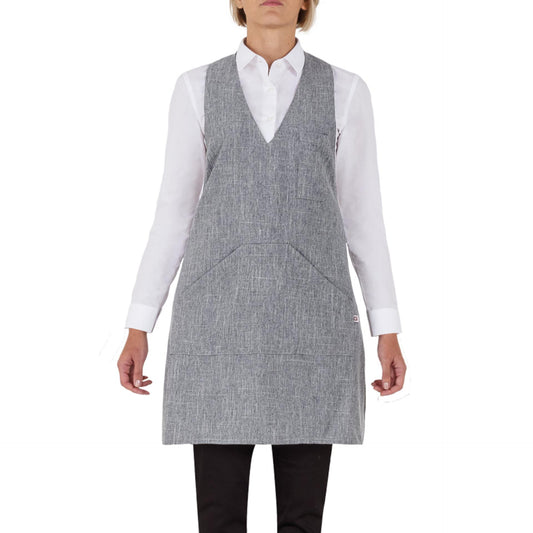 Grembiule Scotland Grigio Finto Lino Grembiule con Pettorina Cameriere Cuoco