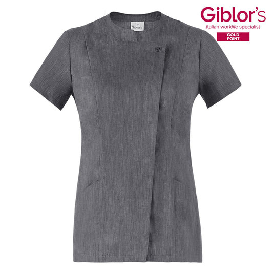 Casacca Donna Chiara Grigio Manica Corta Casacca Estetista Tessuto Leggero Casacca Cucina Donna