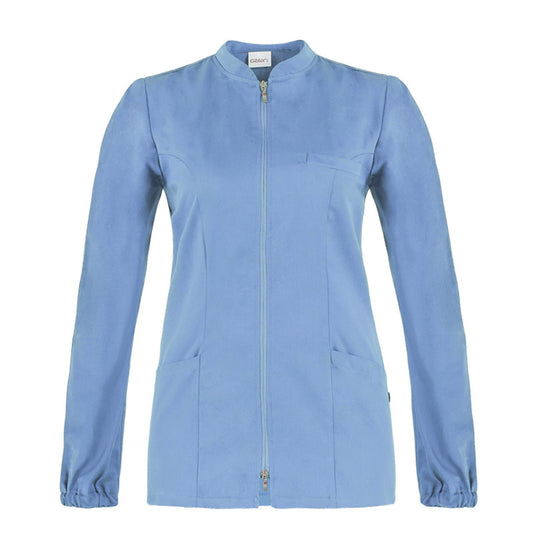 Casacca Donna Alice Azzurro Manica Lunga Cotone Casacca Infermiera Zip Lunga