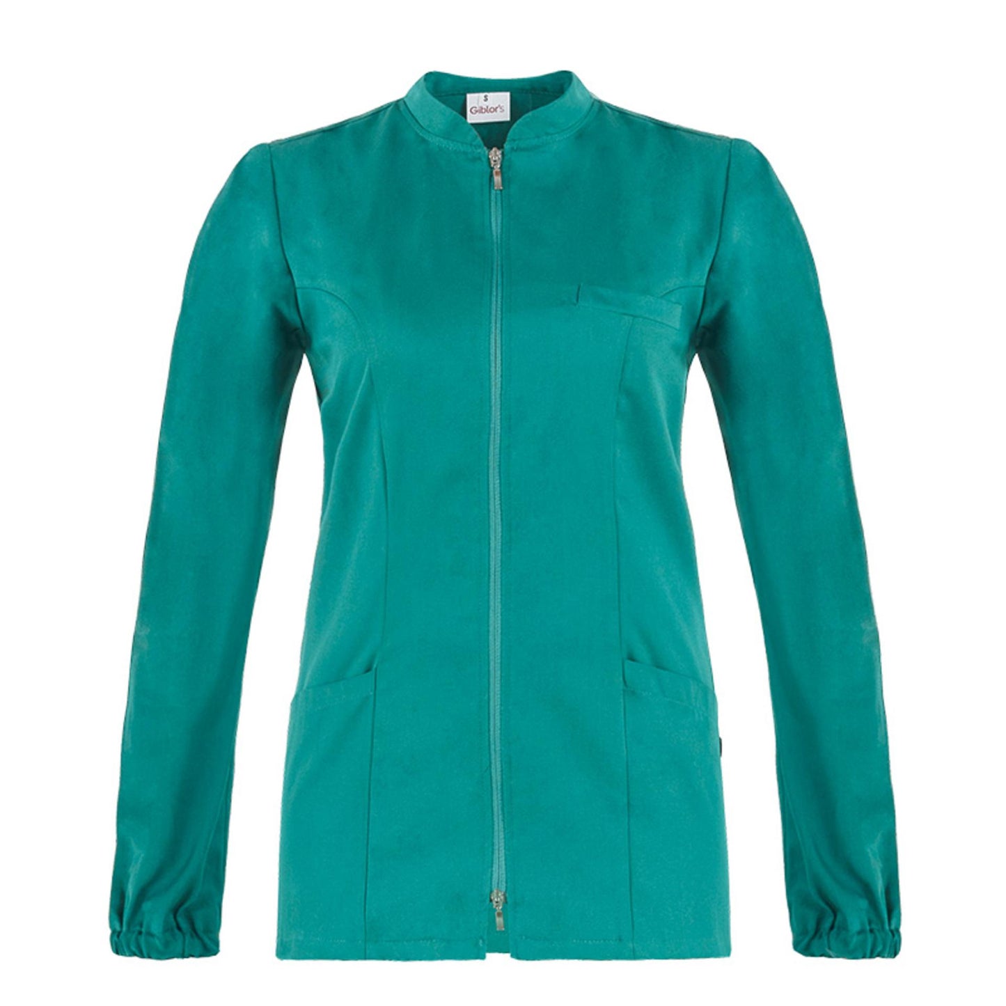 Casacca Donna Alice Verde Manica Lunga Cotone Casacca Infermiera Zip Lunga