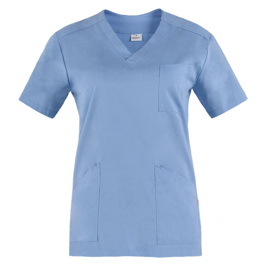 Casacca Milena Azzurro Collo a V Casacca Donna Infermiera Asa Oss Cotone Casacca Economica