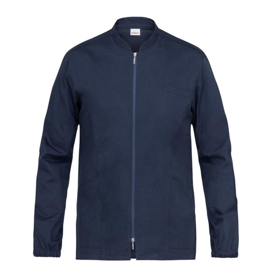 Casacca Uomo Gabriele Blu Manica Lunga Cotone Casacca Infermiere Zip Lunga