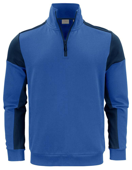 Felpa Bicolore Prime Royal Blu Felpa Mezza Zip Misto Cotone Organico Poliestere Riciclato Ecosostenibile