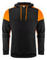 Felpa Bicolore Prime Nero Arancio Felpa Cappuccio Misto Cotone Organico Poliestere Riciclato Ecosostenibile