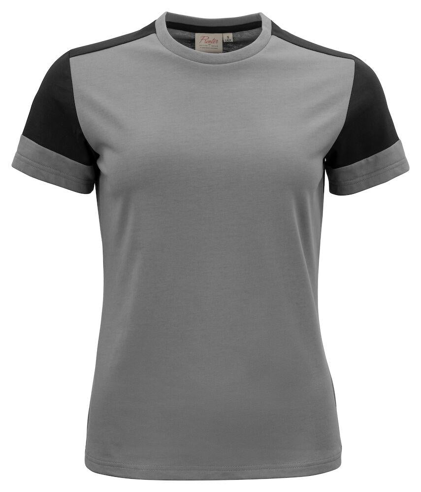 T-shirt Bicolore Prime Grigio Nero Maglietta Donna Misto Cotone Organico Poliestere Riciclato Ecosostenibile