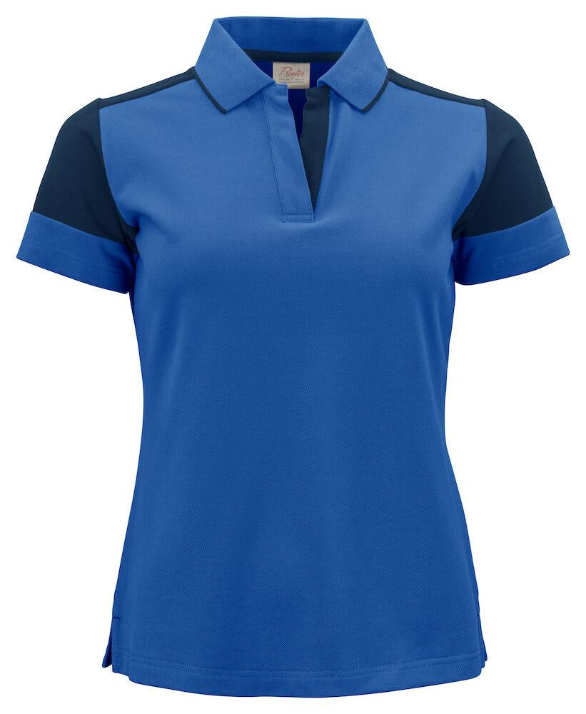 Polo Bicolore Prime Royal Blu Maglietta Donna Misto Cotone Organico Poliestere Riciclato Ecosostenibile