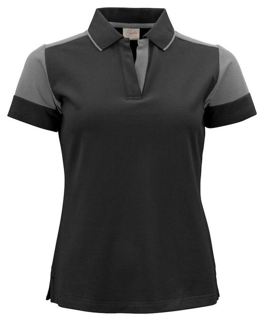 Polo Bicolore Prime Nero Grigio Maglietta Donna Misto Cotone Organico Poliestere Riciclato Ecosostenibile