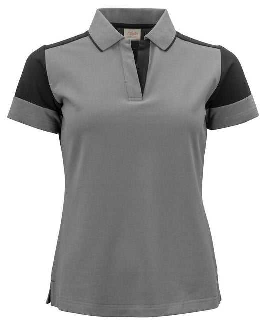 Polo Bicolore Prime Grigio Nero Maglietta Donna Misto Cotone Organico Poliestere Riciclato Ecosostenibile