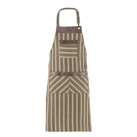 Grembiule Oregon Rigato Verde Grembile Cuoco con Pettorina Cameriere Osteria