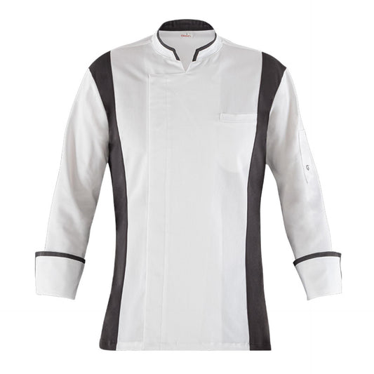 Giacca Alec Bianco Giacca Cuoco con Inserti Grigi Elastcizzata