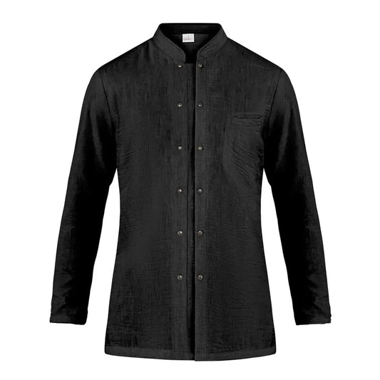 Giacca Leonardo Nero giacca Cuoco Finto Lino No Stiro Traspirante