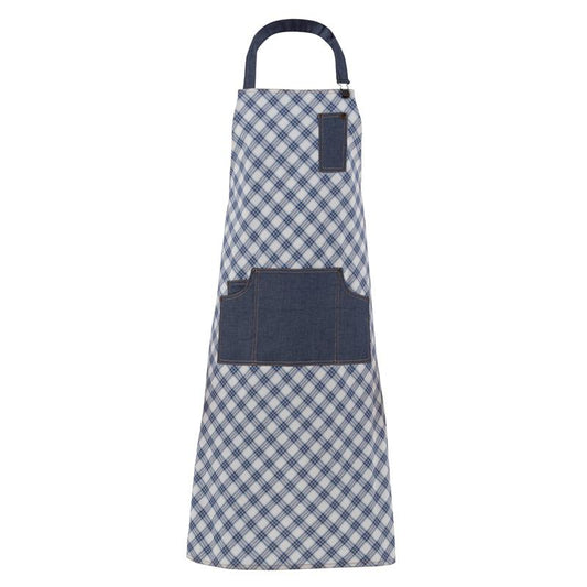 Grembiule Douglas Blu Quadretti con Inserti Grembiule Pettorina Cameriere