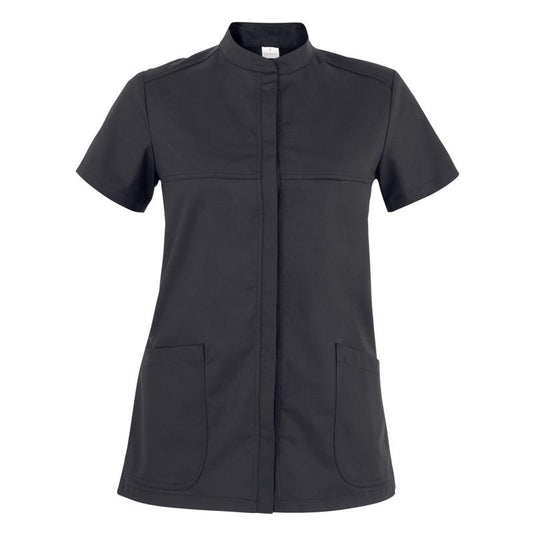Casacca Miriam Nero Casacca Donna Manica Corta Elasticizzata Medicale Cucina Trasiprante No Stiro