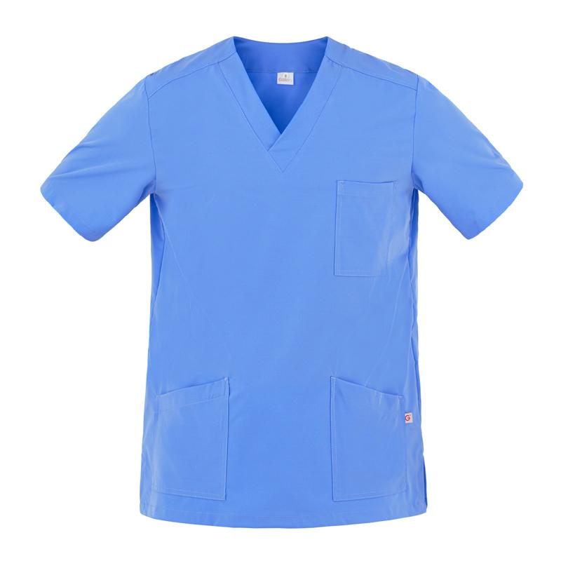 Casacca Flavio Azzurro Casacca Infermiere Medicale Collo a V No Stiro Microfibra Superleggera