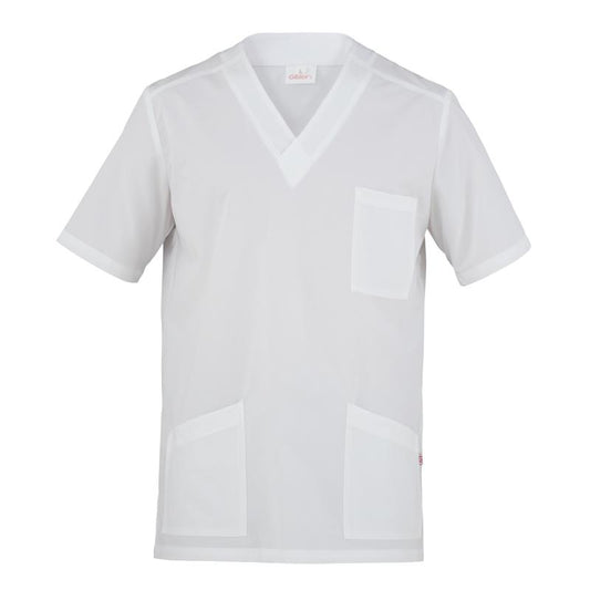 Casacca Flavio Bianco Casacca Infermiere Medicale Collo a V No Stiro Microfibra Superleggera