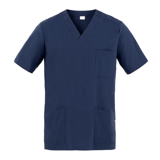 Casacca Flavio Blu Casacca Infermiere Medicale Collo a V No Stiro Microfibra Superleggera