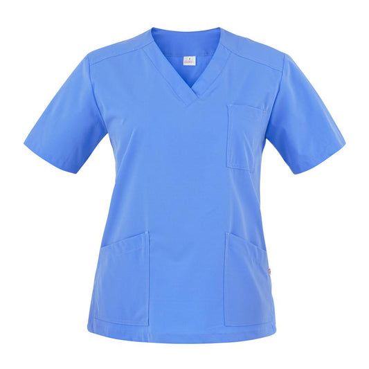 Casacca Sonia Azzurro Casacca Donna Infermiera Medicale Collo a V No Stiro Microfibra Superleggera