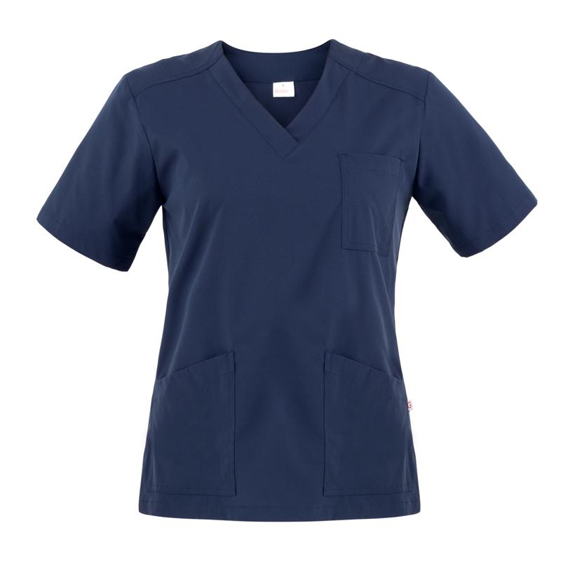 Casacca Sonia Blu Casacca Donna Infermiera Medicale Collo a V No Stiro Microfibra Superleggera