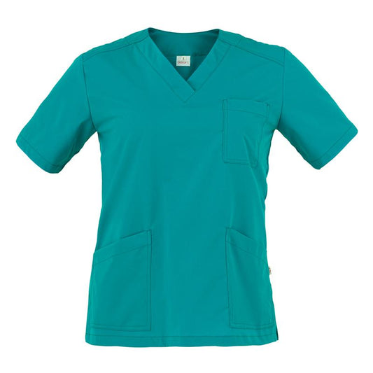 Casacca Sonia Verde Casacca Donna Infermiera Medicale Collo a V No Stiro Microfibra Superleggera