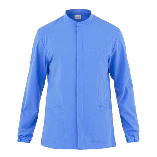 Casacca Luca Azzurro Casacca Infermiere Medicale Manica Lunga No Stiro Microfibra Superleggera