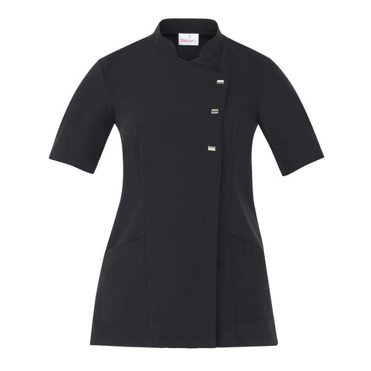 Casacca Greta Nero Casacca Donna Manica Corta Medicale Estetica Acconciature Infermiera