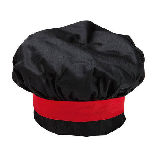 Cappello Toque Nero con Inserti Rosso Regolabile Cappello Chef
