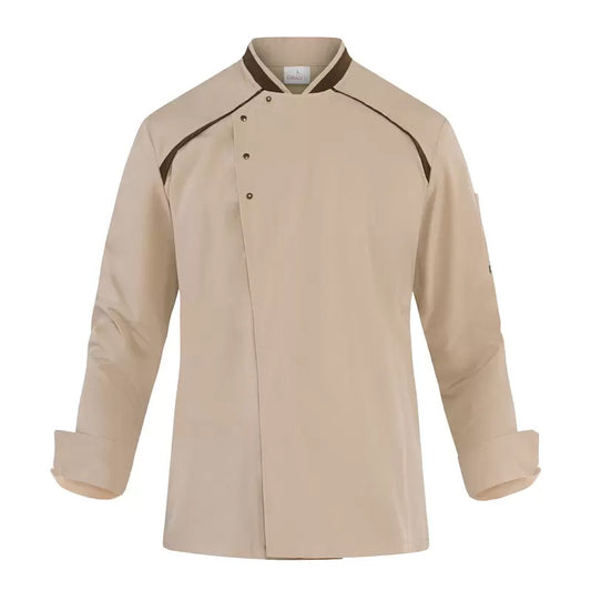 Giacca Lauro Beige Giacca Cuoco Microfibra No Stiro Traspirante