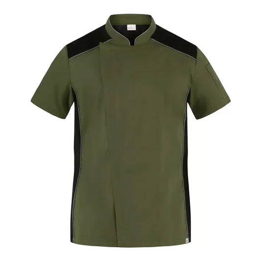 Giacca Cuoco Omar Verde Militare con Profili Giacca Chef Manica Corta