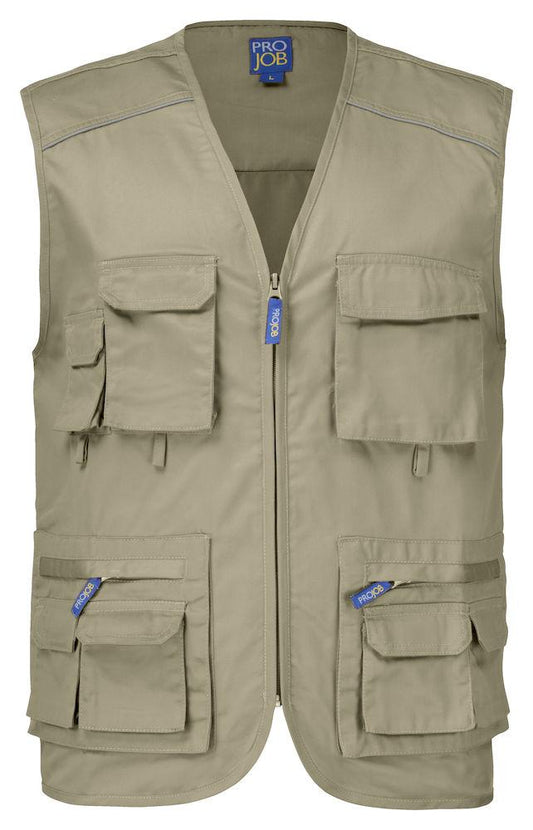 Gilet Multitasche Beige Gilet Pescatore Magazziniere Officina Muratore