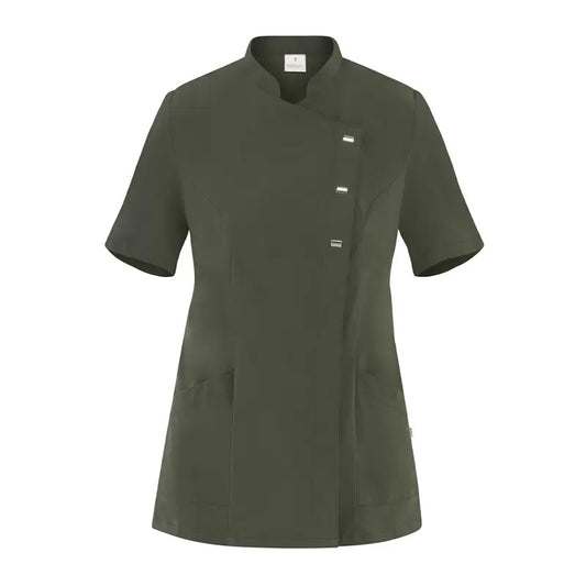 Casacca Greta Verde Militare Casacca Donna Manica Corta Medicale Estetica Acconciature Infermiera
