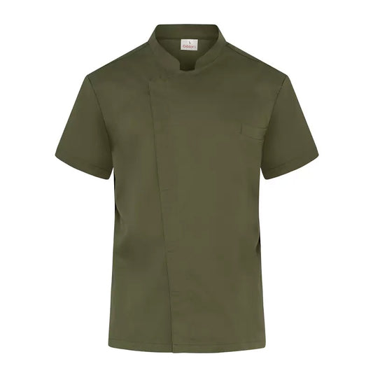 Giacca Federico Verde Militare Casacca Cuoco Manica Corta Leggera