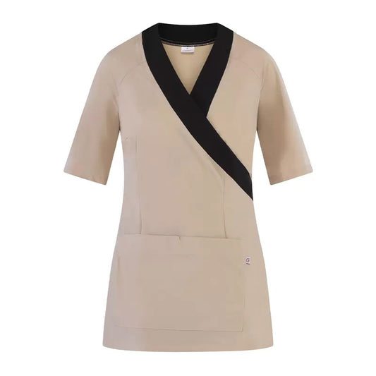 Kimono Belen Beige Casacca Donna No Stiro Estetica Acconciature Alimentari