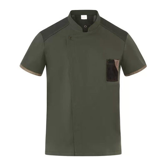 Giacca Nathan Verde Militare Giacca Cuoco Manica Corta Elasticizzata Traspirante