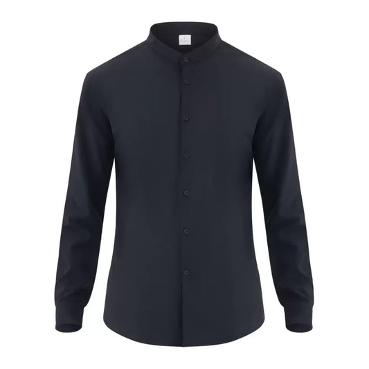Camicia Novak Nero Camicia Uomo Collo Coreana Elasticizzata Cameriere Barman Ristorante