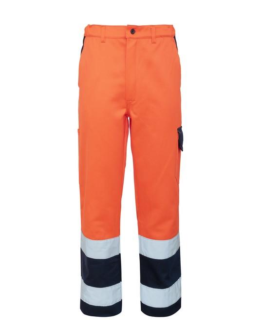Pantalone Invernale Hi-Vis Arancio/Blu Pantalone da Lavoro Alta Visibilità da Cantiere Asfaltatore Lavori Stradali