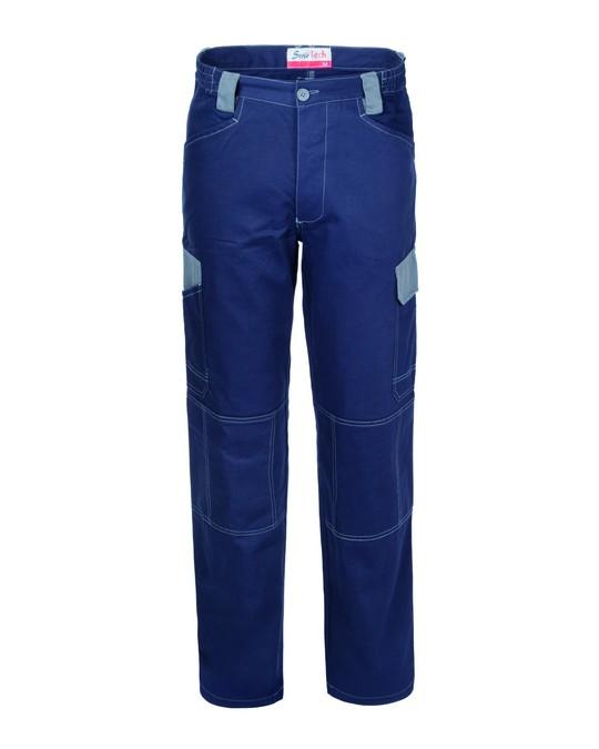 Pantalone SerioTech Blu/Grigio Pantalone da Lavoro Cotone Canvas Meccanico Gommista Officina