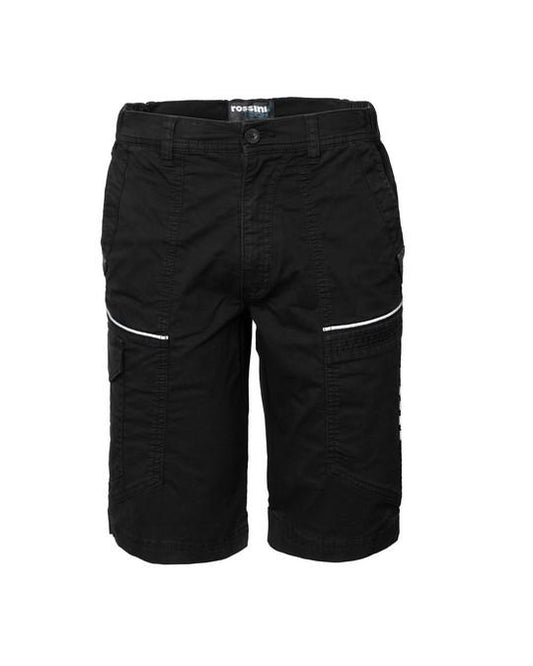 Bermuda R-Stretch Nero Pantaloncino da Lavoro con Tasconi Elasticizzato