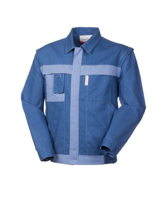 Giubbetto SerioTech Azzurro/Grigio Casacca da Lavoro Maniche Staccabili Cotone Canvas Meccanico Gommista Officina