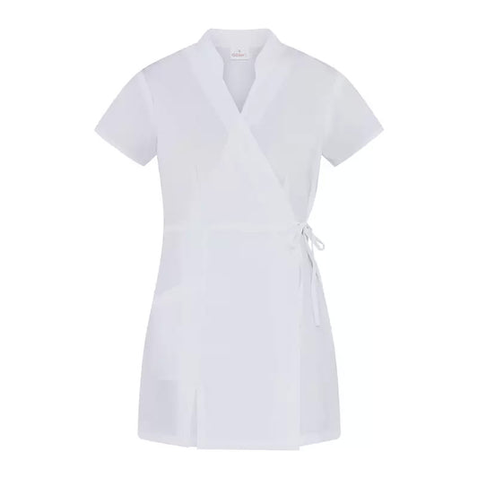 Kimono Donna Paola Bianco Manica Corta Kimono Elasticizzato Estetista Parrucchiera Massaggi