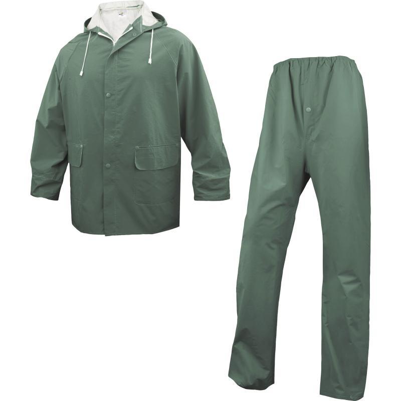 Completo Impermeabile Verde Giacca Pantalone Antipioggia