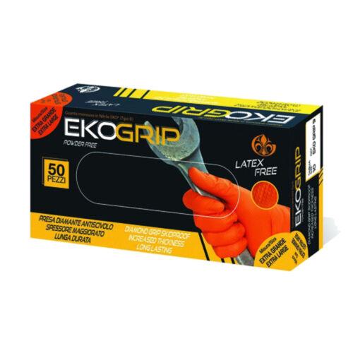 Guanti Strong Arancio Gardening EkoGrip 50 pezzi 8,4 Grammi Guanti Trama Diamante Gommista Meccanico