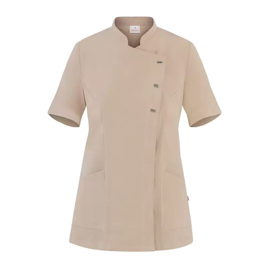 Casacca Greta Beige Casacca Donna Manica Corta Medicale Estetica Acconciature Infermiera