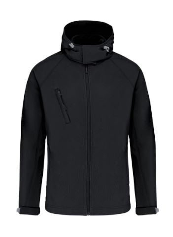 Giacca Softshell Nero con Cappuccio Giubbino Uomo Impermeabile Traspirante Elasticizzato