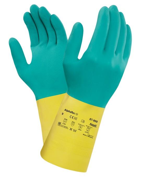 Guanto Alphatec 87-900 Giallo Verde Guanti Lattice Rischio Chimico Biologico