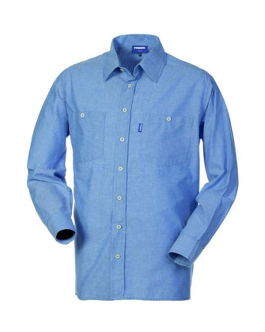 Camicia Manica Lunga Oxford Azzurra Camicia da Lavoro Magazziniere Industria Officina