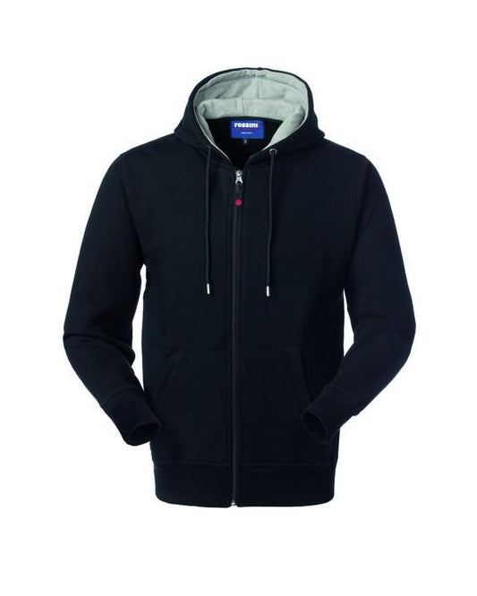 Felpa Cardiff Nero Felpa con Cappuccio in Contrasto Zip Lunga