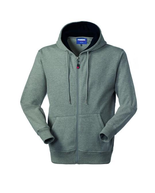 Felpa Cardiff Grigio Melange Felpa con Cappuccio in Contrasto Zip Lunga