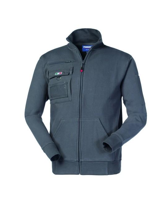 Felpa Quebec Grigio Felpa da Lavoro con Taschino Zip Lunga