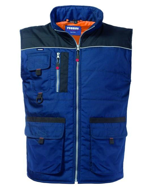 Gilet Morgan Blu/Nero Gilet Imbottito Multitasche da Lavoro Officina Magazzino Industria