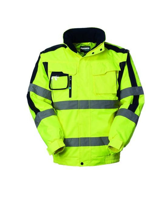 Parka Lindos Hi-Vis Giallo/Blu Giaccone Imbottito da Lavoro Alta Visibilità da Cantiere Asfaltatore Lavori Stradali